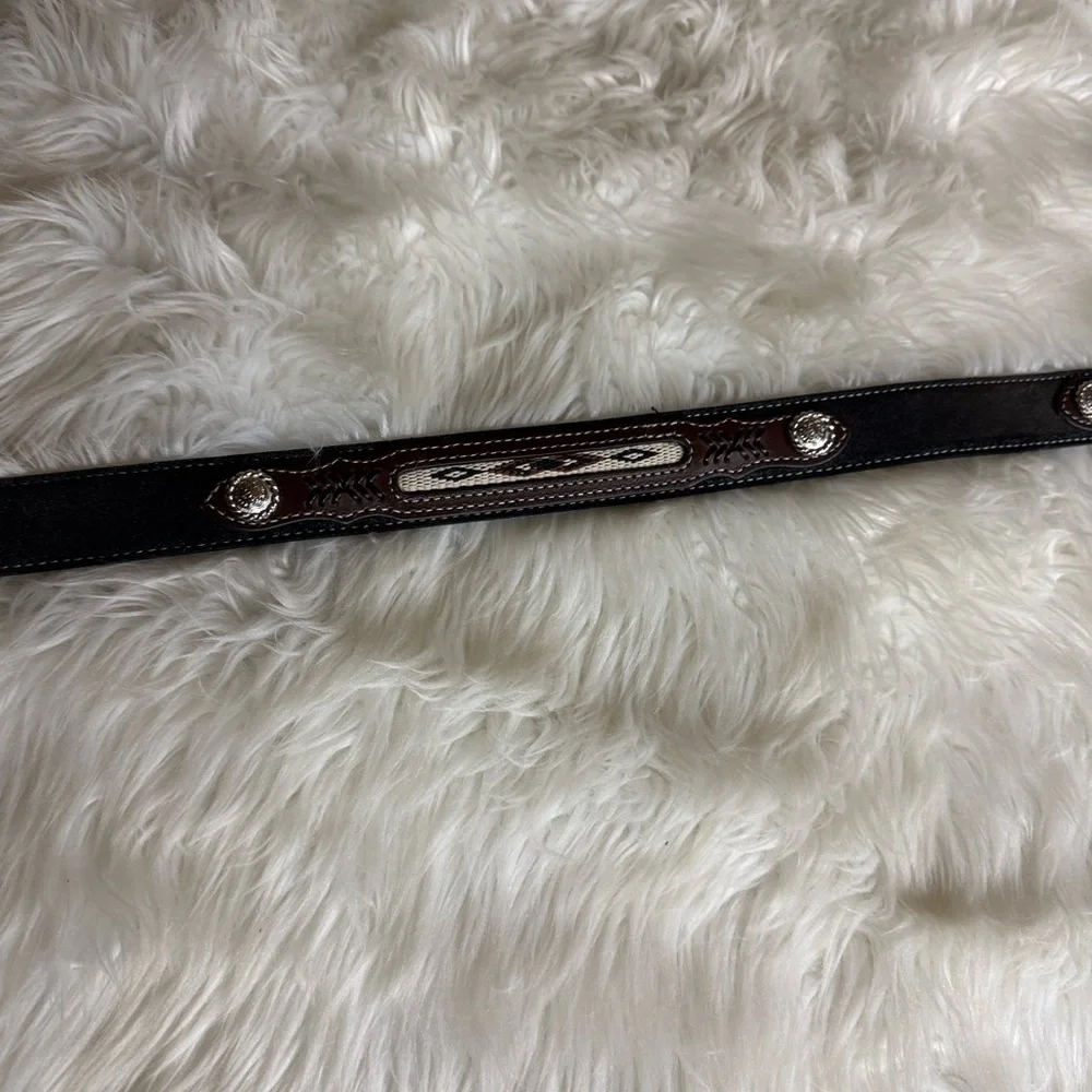 Nocona Belt Co. Conch and Fabric Southwestern belt Size 28